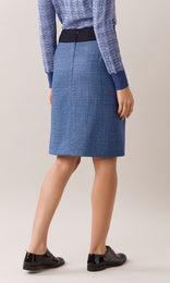 Dorset luxurious Italian wool/silk blend A-line knee length skirt in deep cornflower blue