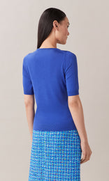 Hosie Crew Neck Jumper Knit Tops Blue Top Knit Top t shirt blue top work top womens workwear knit sweater knitted top