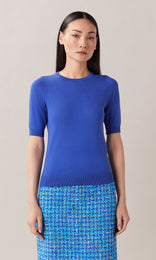 Hosie Crew Neck Jumper Knit Tops Blue Top Knit Top t shirt blue top work top womens workwear knit sweater knitted top
