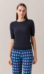 Hosie Crew Neck Jumper Knit Tops Navy Blue Top Knit Top t shirt navy top work top womens workwear knit sweater knitted top