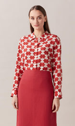 Eletra red Shirt Womens Button up Shirts Long Sleeve Tops Women oversized shirt Work shirt work tops women silk shirt red top long sleeve shirt collared shirt