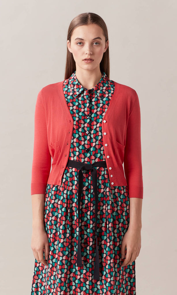 Emilia V Neck Knit Cardigan Poppy