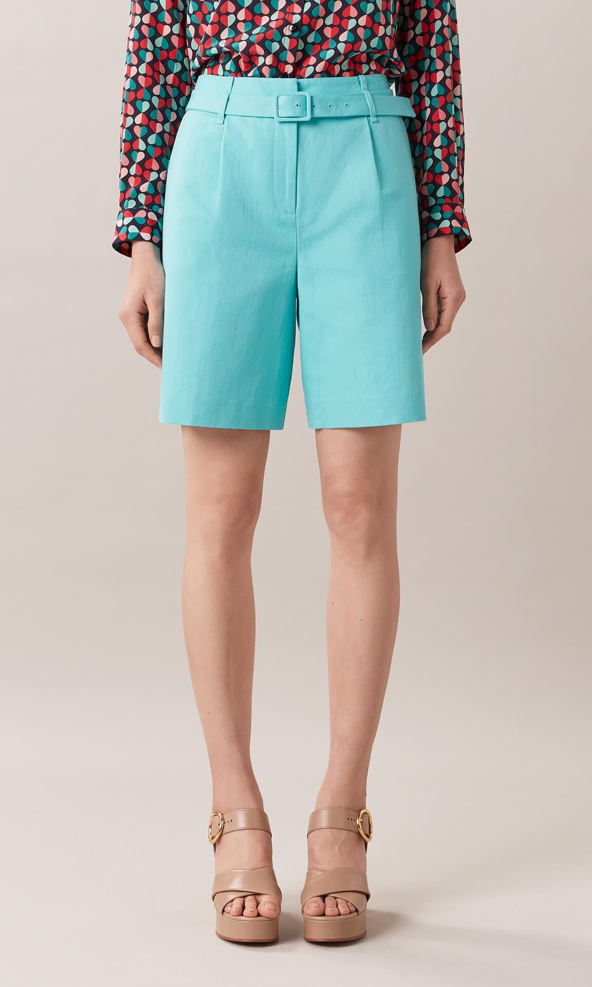 Womens Work Shorts & Womens Linen Shorts Teal High Waisted Shorts Anna Thomas