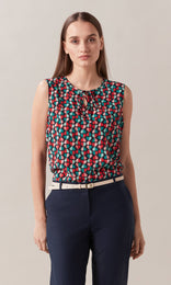 Amare Womens Blouses Silk Cami Tops Navy red Top Silk Blouse sleeveless top cami top summer top work top Work Tops Women silk top navy top cami top tank top work blouse