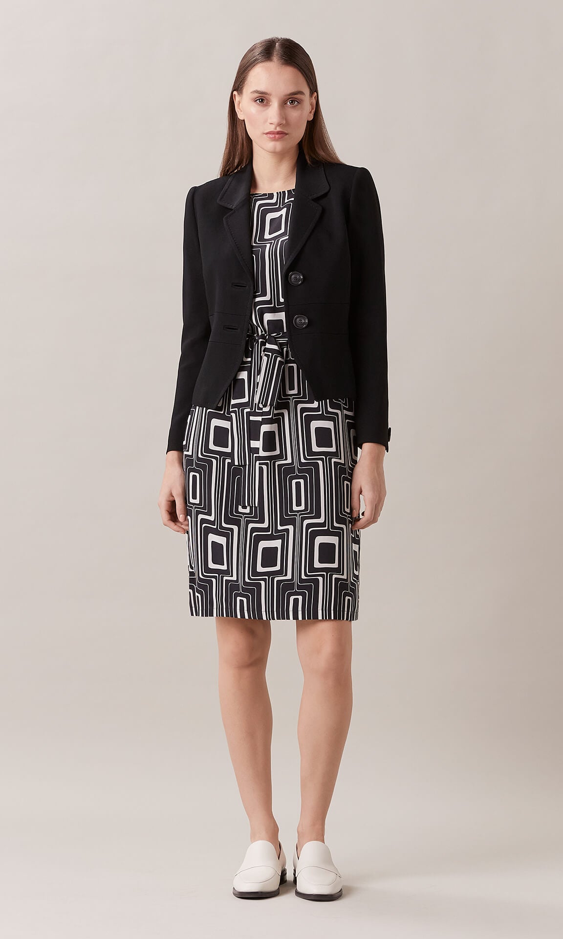 Carava Shift Dress Midi Dress women's work dresses Australia Satin dress silk dress Black and White Dress long sleeve dress black dress work dress