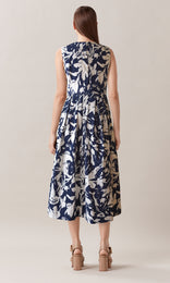 Carine Midi Dress Navy/Creme