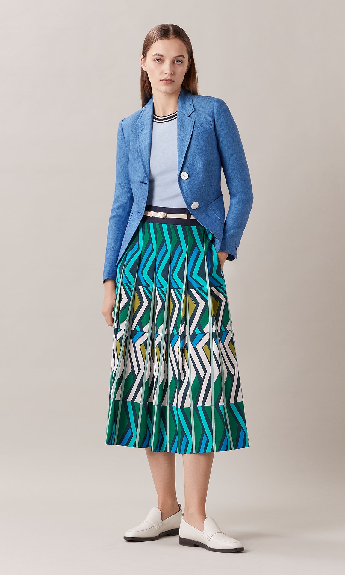 Sofia Pleated Maxi Skirt Green/Blue