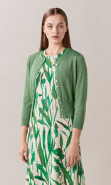 Lucinda Crewneck Knit Cardigan Spring Green