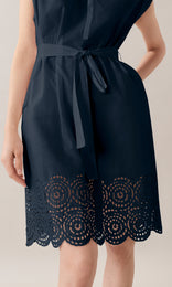 Francesca Broderie Short Dress Navy