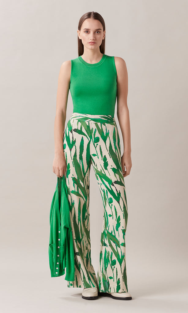 Emilia V-Neck Knit Cardigan Spring Green
