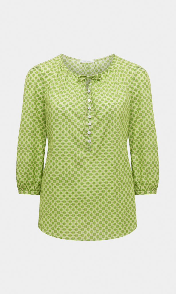 Antonella Tie Neck Blouse Lime