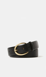 35mm Flat Leather Belt  Black