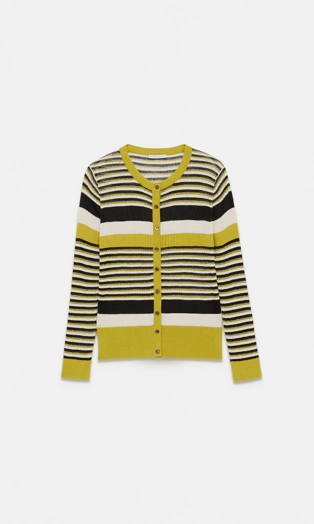 Ciro Stripe Cardigan Blk/Creme/Citron