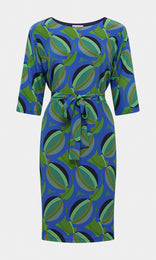 Domenica Belted Shift Dress Cobalt/Green