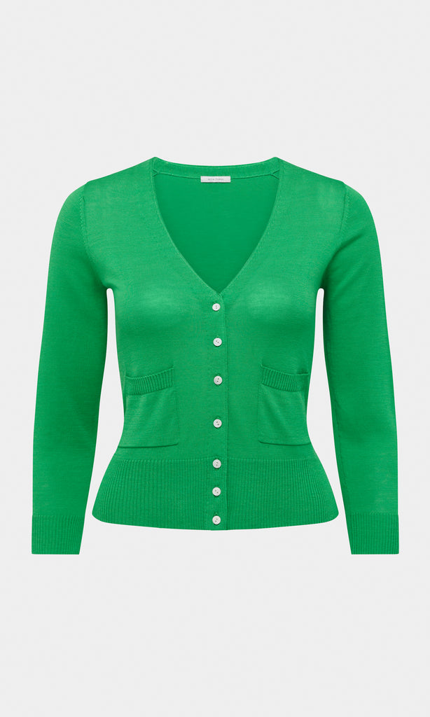 Emilia V-Neck Knit Cardigan Spring Green