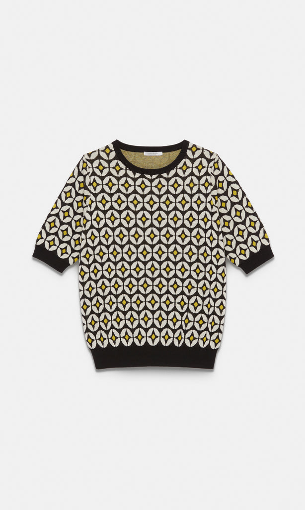 Eyre S/S Jacquard Knit Blk/Ivory