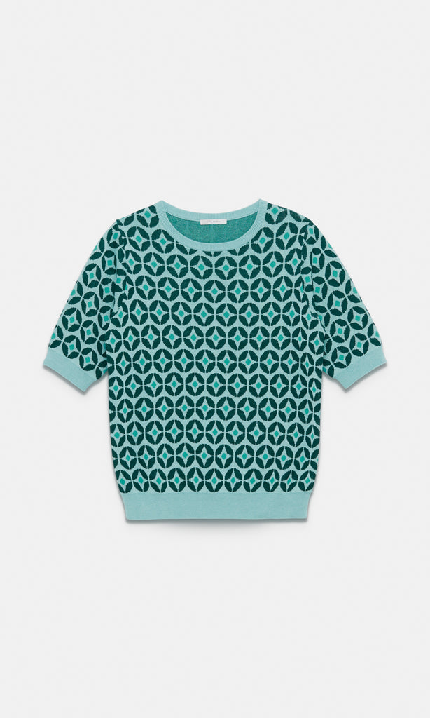 Eyre S/S Jacquard Knit Petrol/Mint