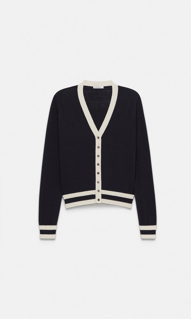 Harpe Contrast V Cardigan Navy/Ivory