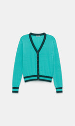 Harpe Contrast V Cardigan Turquoise/Petrol