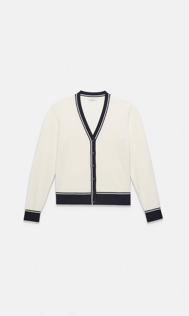 Piemonte Tipped Cardigan Ivory/Navy