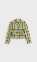 Retro Plaid button up Jacket Lime