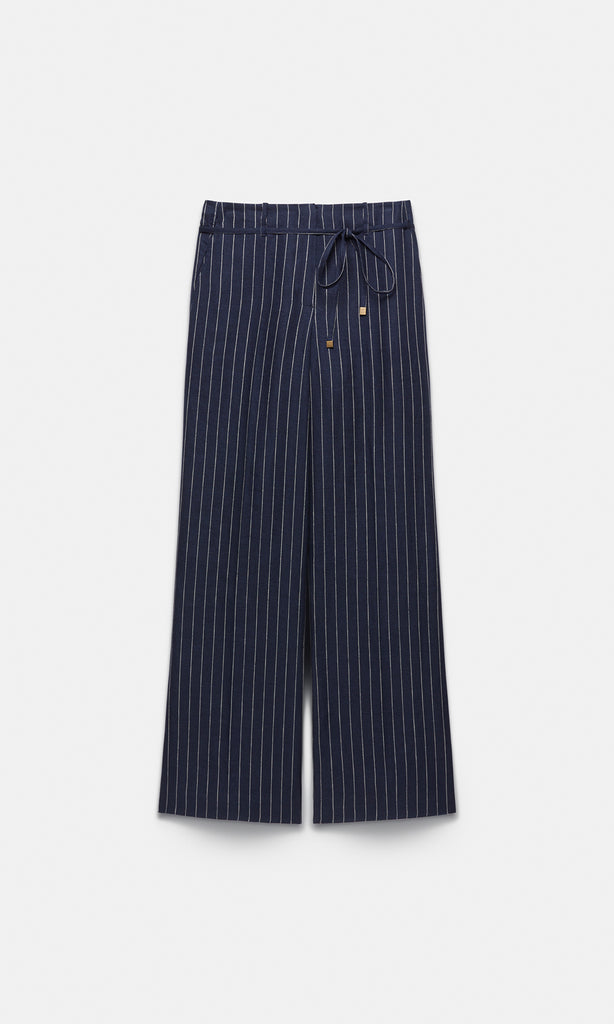 Jermyn Pleat Pinstripe Pant Navy