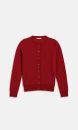 Oban Wool Cash Crew Cardi Garnet