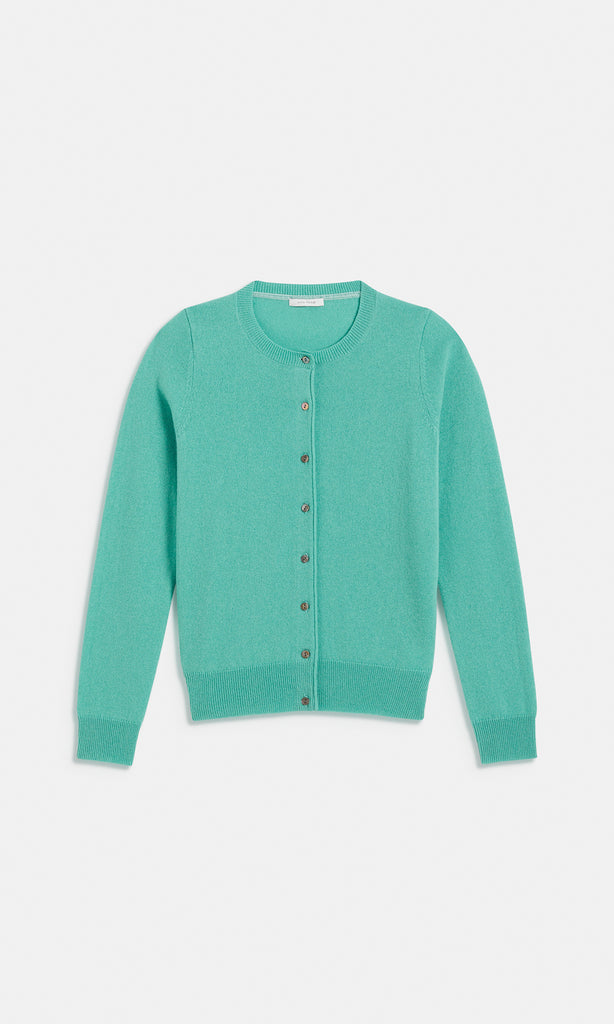 Oban Wool Cash Crew Cardi Malachite