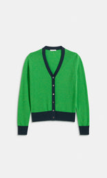 Oban Wool Cash Vee Cardi Viridescen