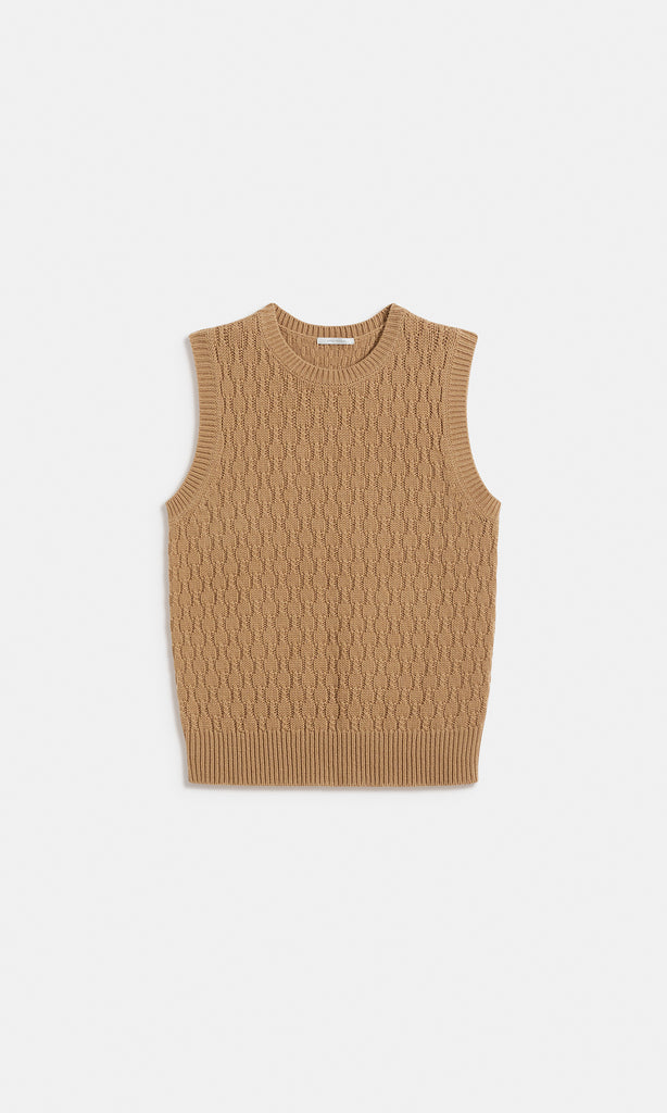 Oban Wool Cash Slvless Vest Creme Brulee