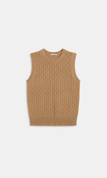 Oban Wool Cash Slvless Vest Creme Brulee