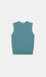 Oban Wool Cash Slvless Vest Myrtle