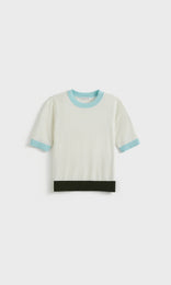 Vera S/S Crew Ivory/Lt.Blue/Olive