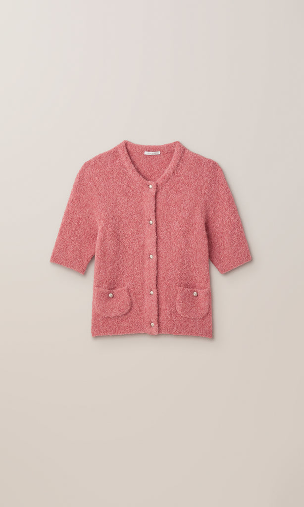 Orla Alpaca Crew Cardigan Dark Pink