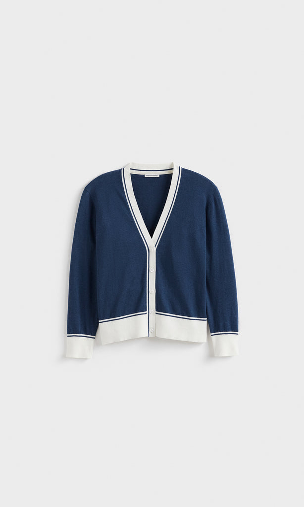 Florent Cardigan Denim /Offwhite