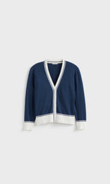 Florent Cardigan Denim /Offwhite