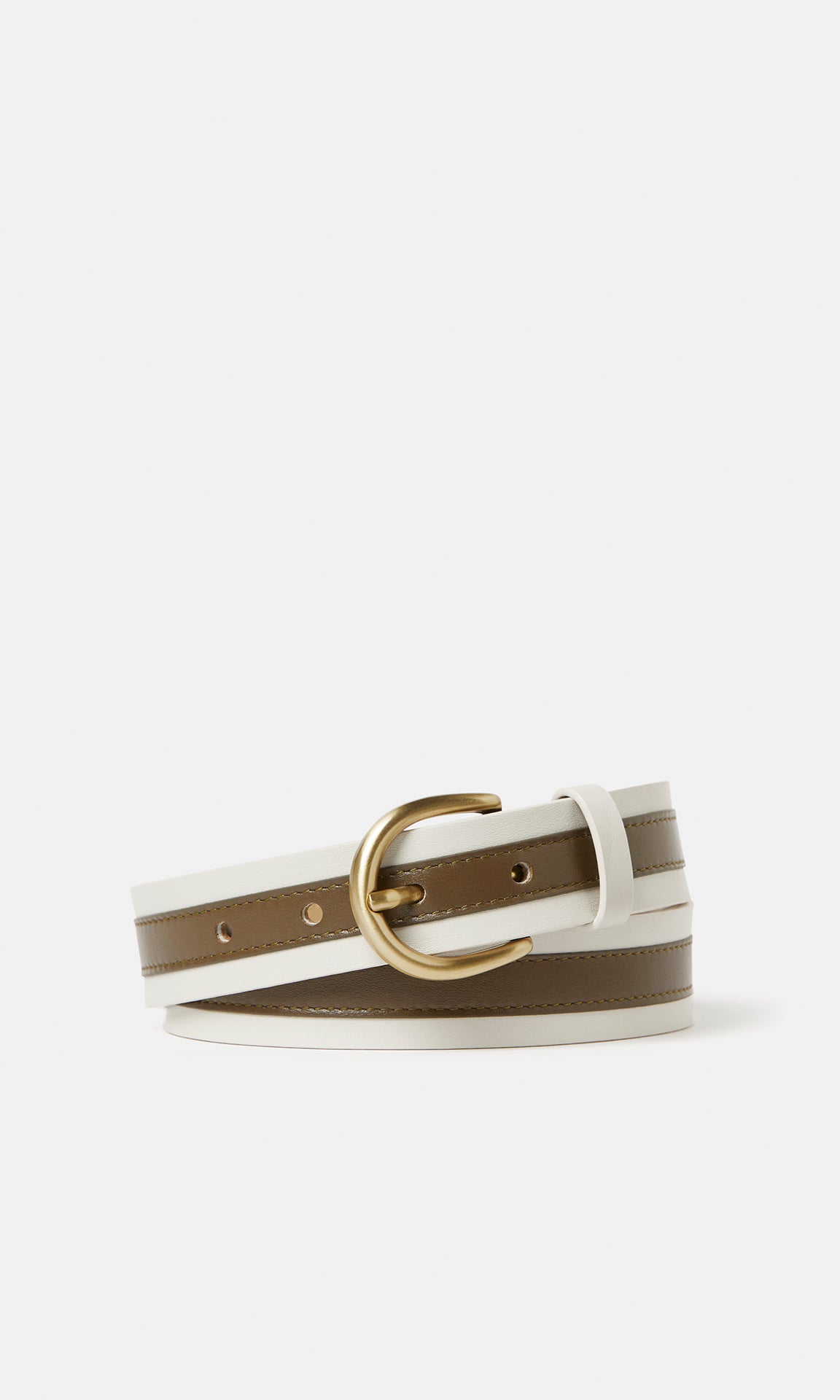 3cm Two Tone Leather Belt Off White/Caribou