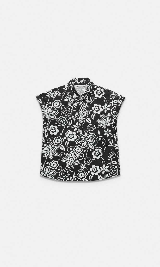Lyon Cap Sleeve Shirt Blk/Ivory