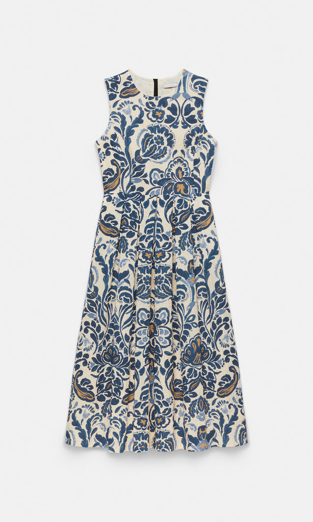 Madeira A-line Midi Dress Antique Blue