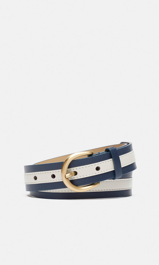 Barbera Leather Belt 30mm Nocturne/Off-white