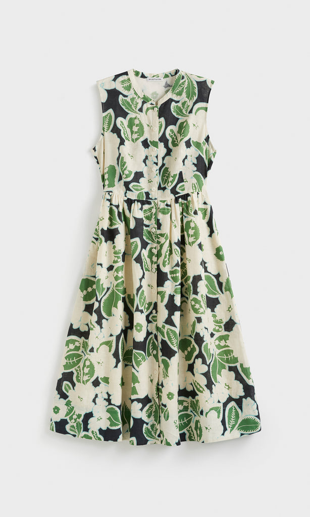 Meriah Button Front Dress Green