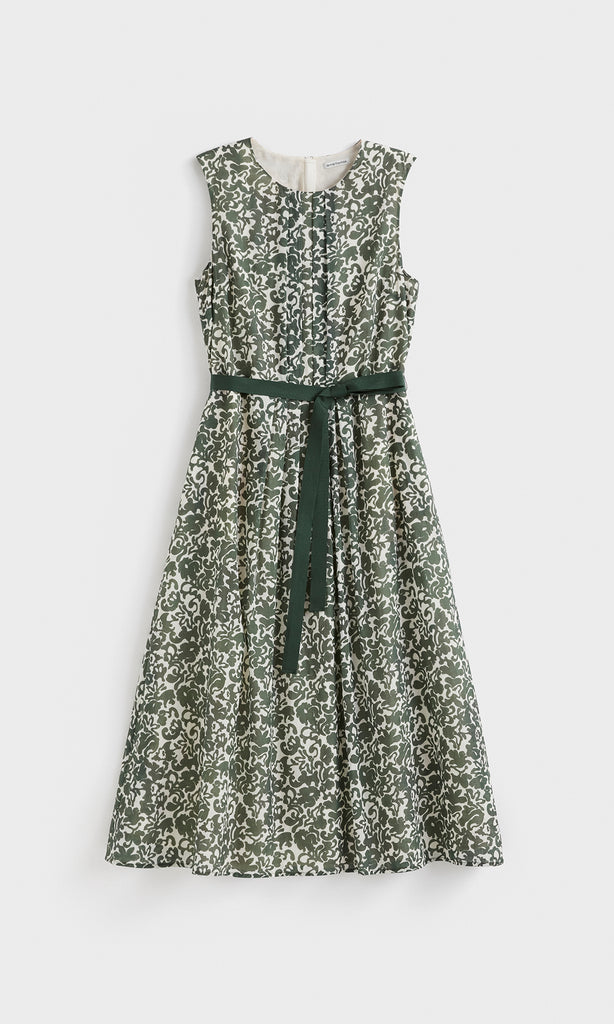 Duotone Pleat Detail Dress Evergreen