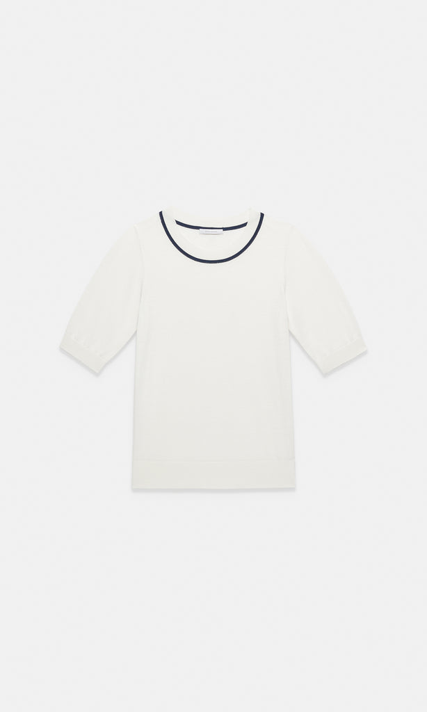 Rapallo S/Sleeve Crew Ivory /Navy