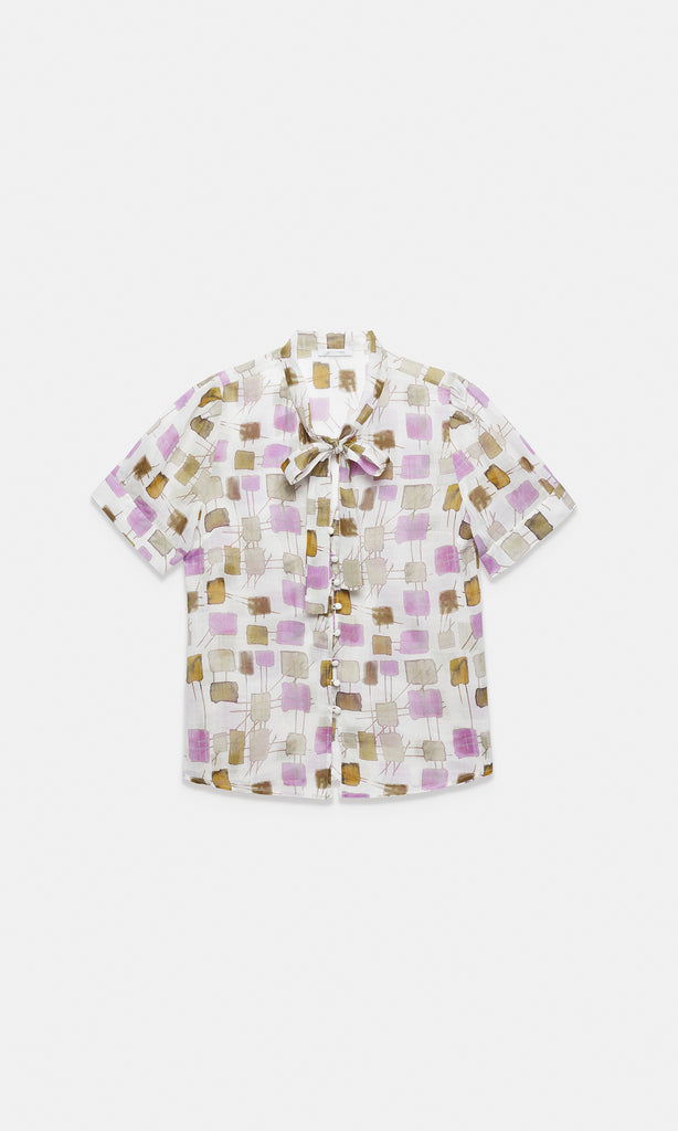 Riviera Bow Front Shirt Ecru/Rose