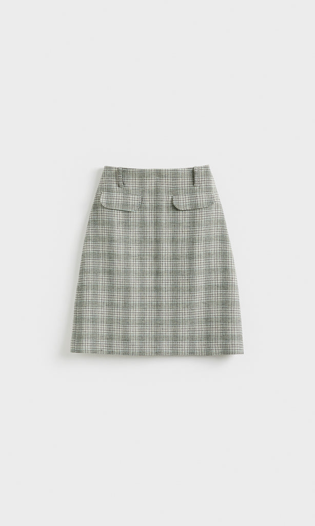 Glenda Plaid Skirt Sky