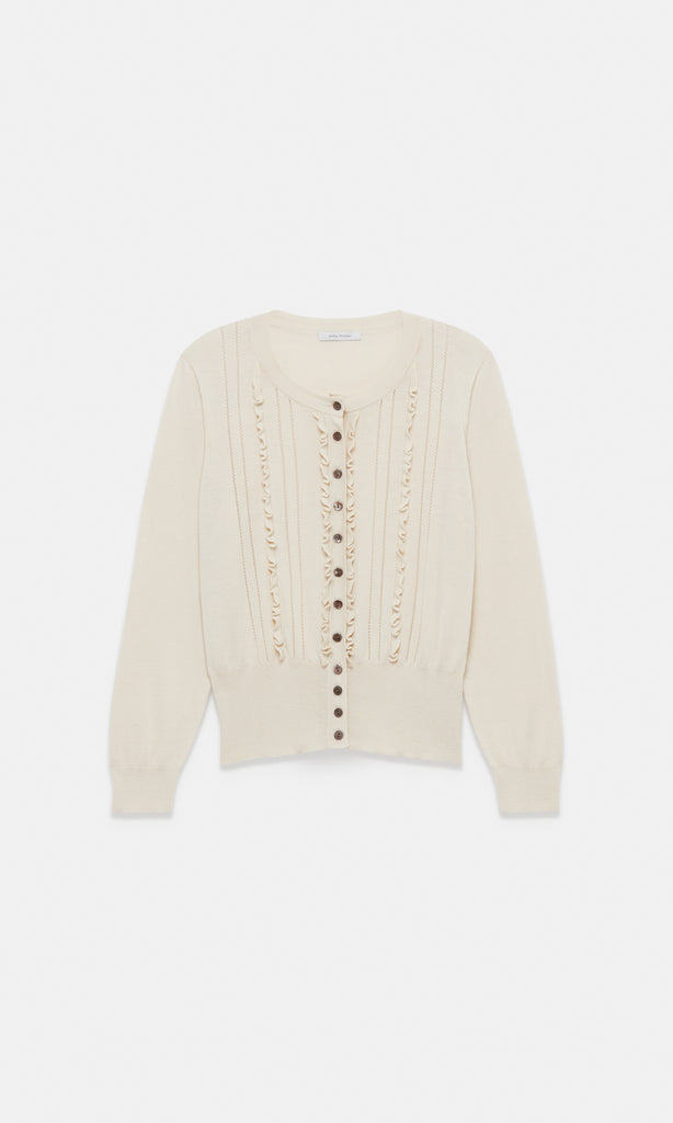 Selene Ruffle Cardigan Ivory