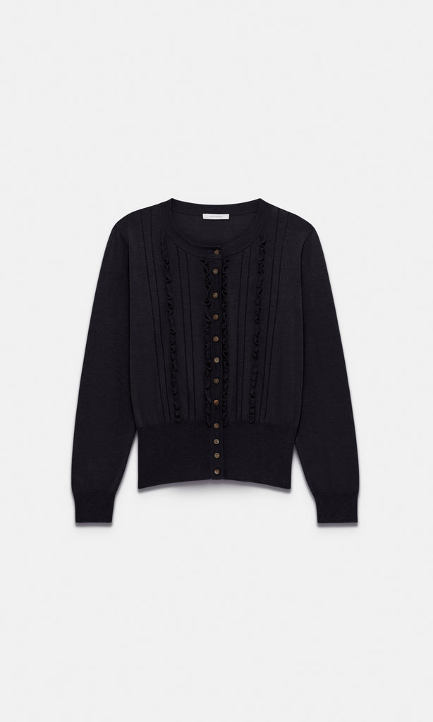 Selene Ruffle Cardigan Navy