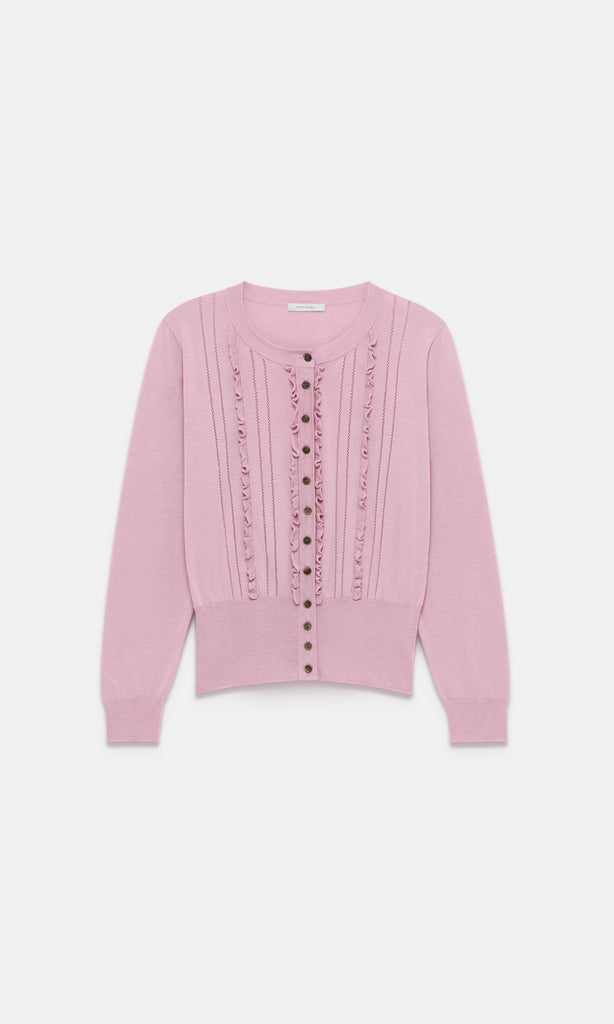 Selene Ruffle Cardigan Strawberry