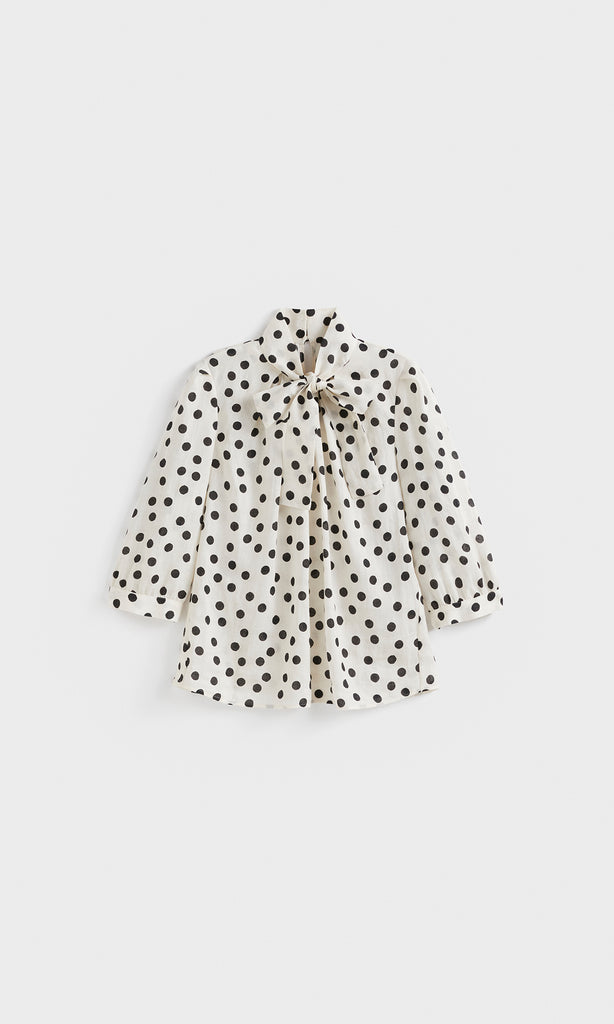 Pois Bow Front Blouse Ivory