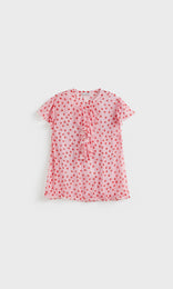 Pois Ruffle Blouse Cerise